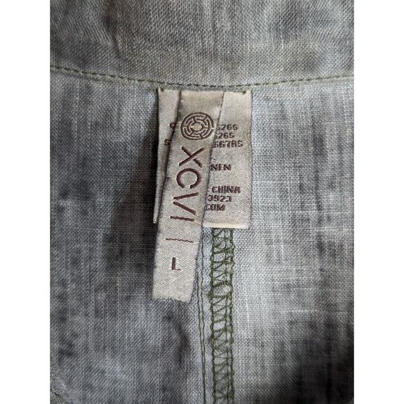 XCVI 100% Linen Tunic Top Size L Lagenlook Button Up Shirt Gray Stone Wash - Picture 9 of 11